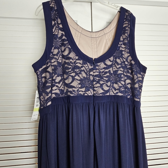 R&M Richards Women's Navy and Taupe Maxi Length Dress Gown Size 18W - Picture 8 of 11